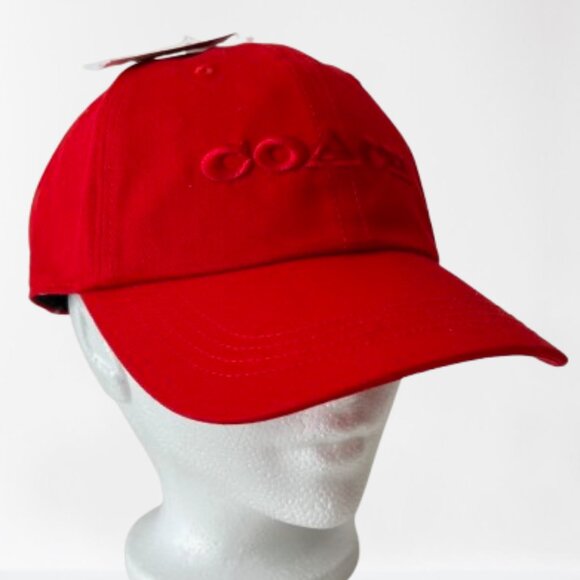 NEW Coach Baseball Cap with Embroidered Coach Logo in Red, Hat- Unisex - Picture 2 of 13